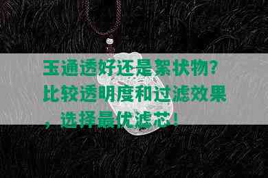 玉通透好还是絮状物？比较透明度和过滤效果，选择更优滤芯！