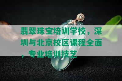 翡翠珠宝培训学校，深圳与北京校区课程全面，专业培训技艺