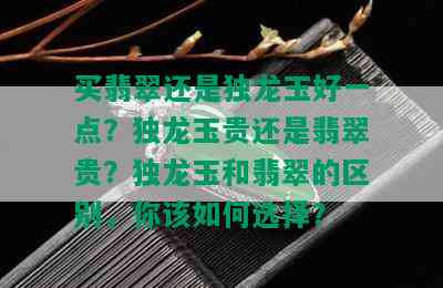 买翡翠还是独龙玉好一点？独龙玉贵还是翡翠贵？独龙玉和翡翠的区别，你该如何选择？