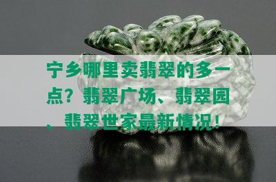 宁乡哪里卖翡翠的多一点？翡翠广场、翡翠园、翡翠世家最新情况！