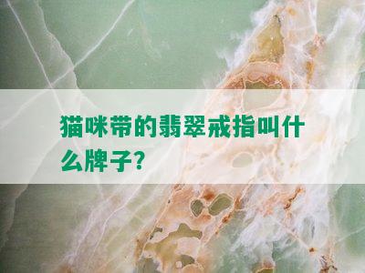 猫咪带的翡翠戒指叫什么牌子？