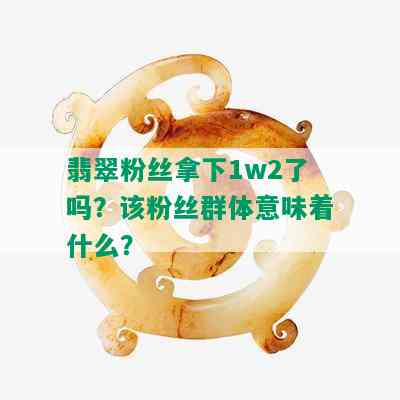 翡翠粉丝拿下1w2了吗？该粉丝群体意味着什么？