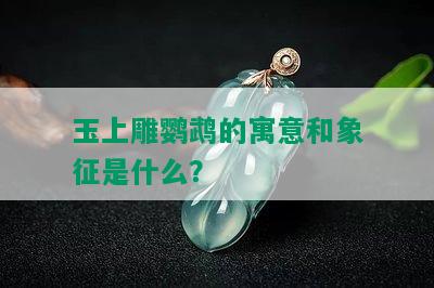 玉上雕鹦鹉的寓意和象征是什么？