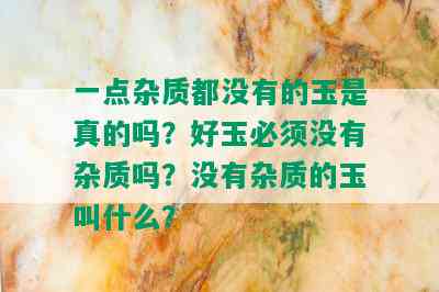 一点杂质都没有的玉是真的吗？好玉必须没有杂质吗？没有杂质的玉叫什么？