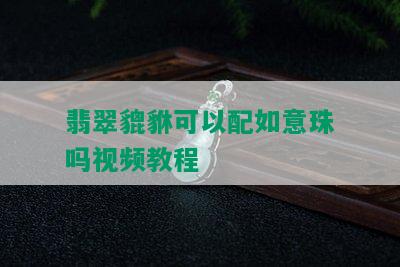 翡翠貔貅可以配如意珠吗视频教程