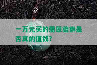 一万元买的翡翠貔貅是否真的值钱？