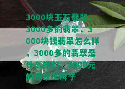 3000块玉石翡翠，3000多的翡翠，3000块钱翡翠怎么样，3000多的翡翠是什么样的，3000元的翡翠玉牌子