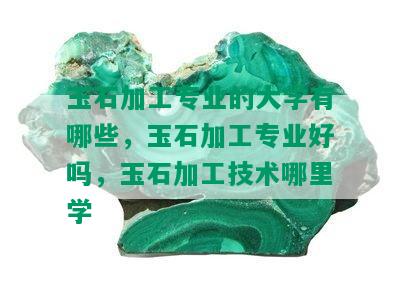 玉石加工专业的大学有哪些，玉石加工专业好吗，玉石加工技术哪里学