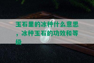 玉石里的冰种什么意思，冰种玉石的功效和等级