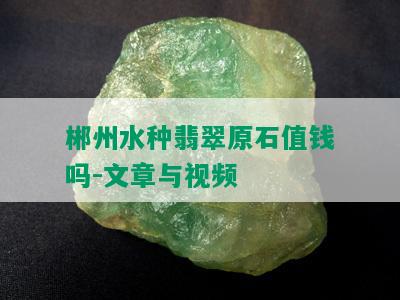 郴州水种翡翠原石值钱吗-文章与视频