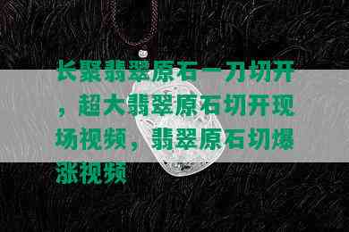 长聚翡翠原石一刀切开，超大翡翠原石切开现场视频，翡翠原石切爆涨视频