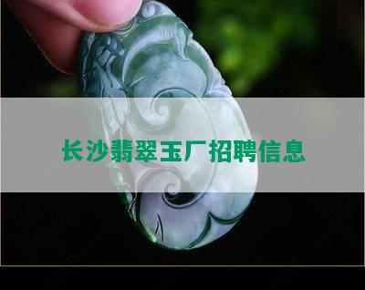 长沙翡翠玉厂招聘信息