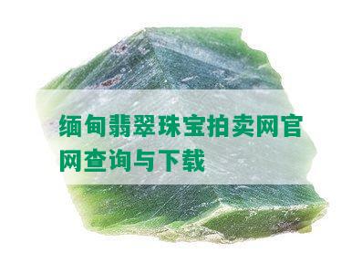 缅甸翡翠珠宝拍卖网官网查询与下载