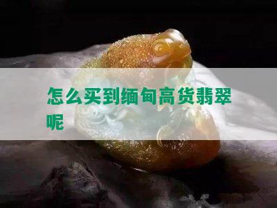 怎么买到缅甸高货翡翠呢