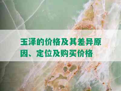 玉泽的价格及其差异原因、定位及购买价格