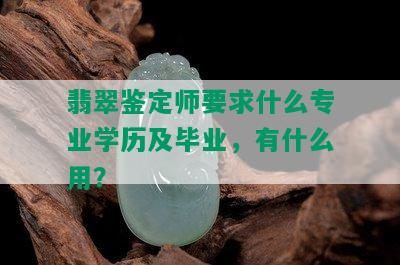 翡翠鉴定师要求什么专业学历及毕业，有什么用？