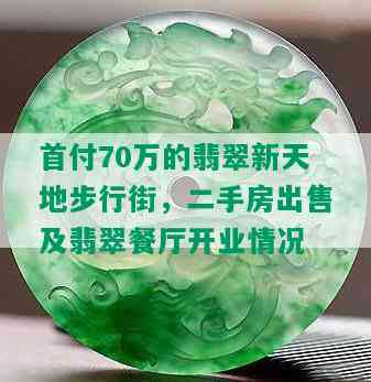 首付70万的翡翠新天地步行街，二手房出售及翡翠餐厅开业情况