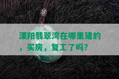 溧阳翡翠湾在哪里建的，买房，复工了吗？