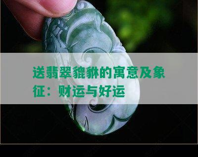 送翡翠貔貅的寓意及象征：财运与好运