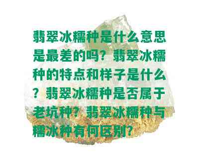 翡翠冰糯种是什么意思是最差的吗？翡翠冰糯种的特点和样子是什么？翡翠冰糯种是否属于老坑种？翡翠冰糯种与糯冰种有何区别？