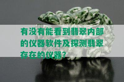 有没有能看到翡翠内部的仪器软件及探测翡翠存在的仪器？