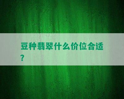 豆种翡翠什么价位合适？