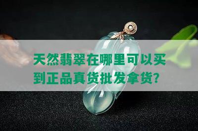 天然翡翠在哪里可以买到正品真货批发拿货？