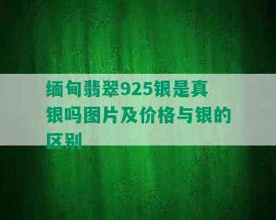 缅甸翡翠925银是真银吗图片及价格与银的区别