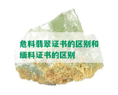 危料翡翠证书的区别和缅料证书的区别