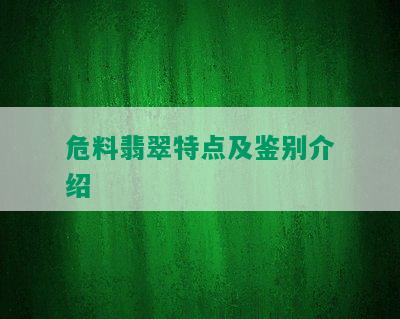 危料翡翠特点及鉴别介绍