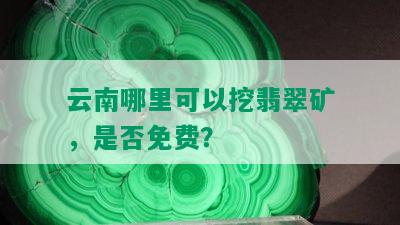 云南哪里可以挖翡翠矿，是否免费？