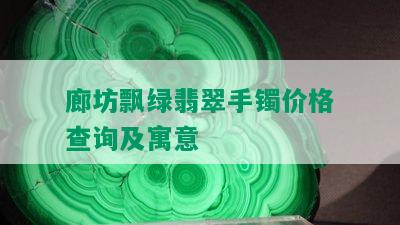 廊坊飘绿翡翠手镯价格查询及寓意