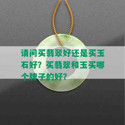 请问买翡翠好还是买玉石好？买翡翠和玉买哪个牌子的好？