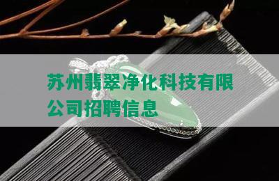 苏州翡翠净化科技有限公司招聘信息