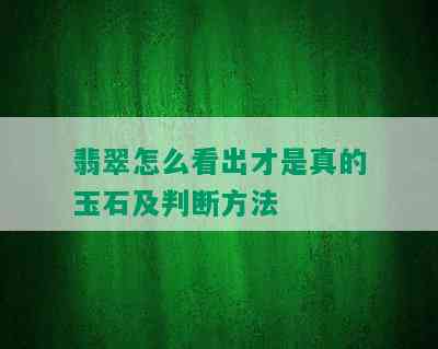 翡翠怎么看出才是真的玉石及判断方法