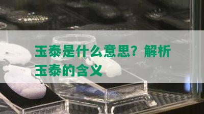 玉泰是什么意思？解析玉泰的含义