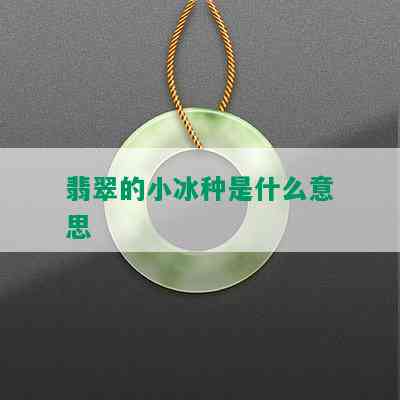 翡翠的小冰种是什么意思