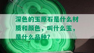 深色的玉原石是什么材质和颜色，叫什么玉，是什么品种？