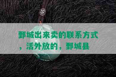 鄄城出来卖的联系方式，活外放的，鄄城县