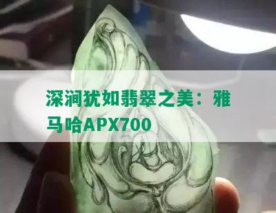 深涧犹如翡翠之美：雅马哈APX700