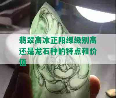 翡翠高冰正阳绿级别高还是龙石种的特点和价值