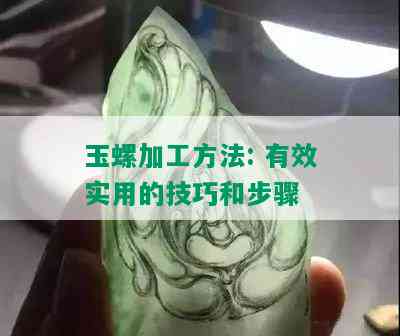 玉螺加工方法: 有效实用的技巧和步骤