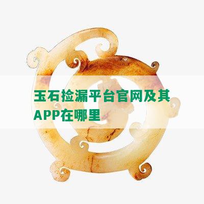 玉石捡漏平台官网及其APP在哪里