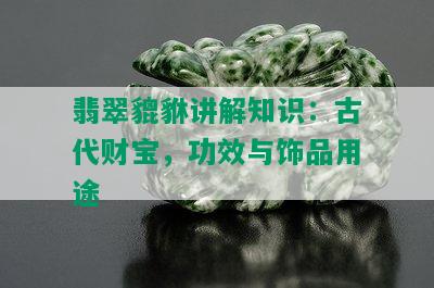 翡翠貔貅讲解知识：古代财宝，功效与饰品用途