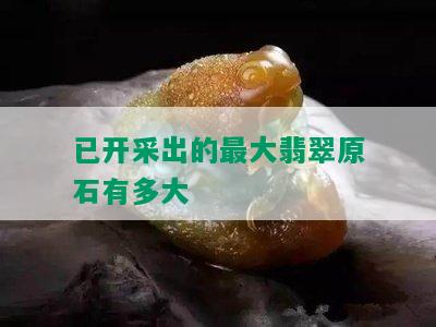 已开采出的更大翡翠原石有多大