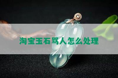 淘宝玉石骂人怎么处理