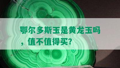 鄂尔多斯玉是黄龙玉吗，值不值得买？