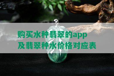 购买水种翡翠的app及翡翠种水价格对应表