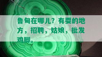 鲁甸在哪儿？有耍的地方，招聘，姑娘，批发鸡脚。