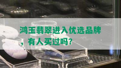 鸿玉翡翠进入优选品牌，有人买过吗？